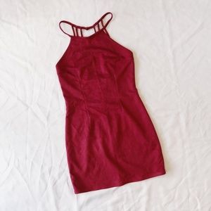 urban outfitters red suede caged back dress